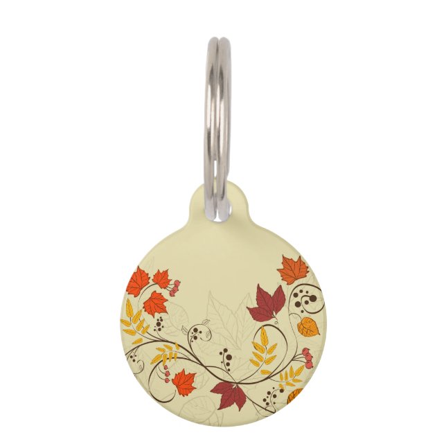 Autumn Leaf Vines with Customizable Text Pet Tag (Front)