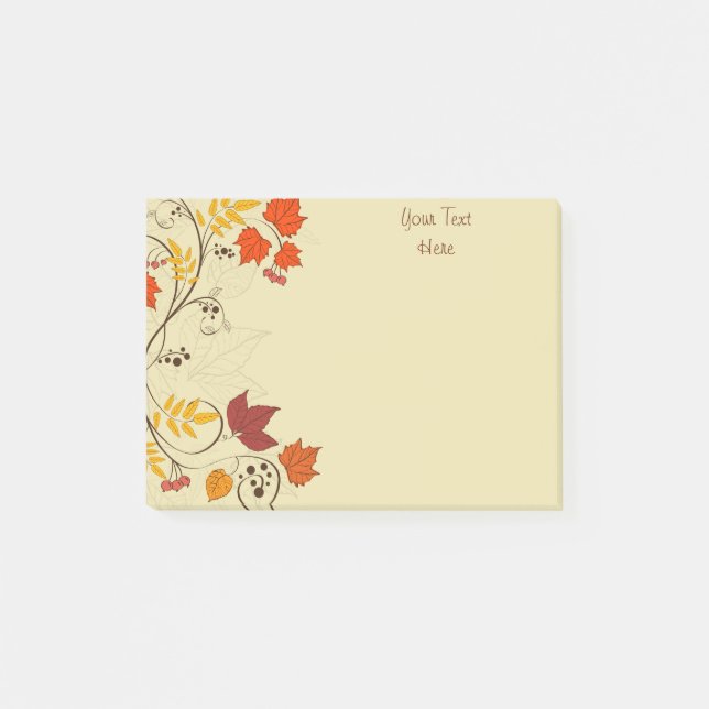 Autumn Leaf Vines with Customizable Text Post-it Notes (Front)