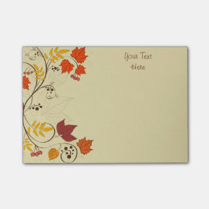 Autumn Leaf Vines with Customizable Text Post-it Notes