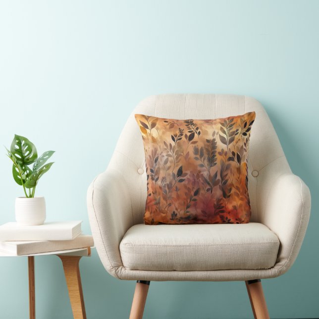 Autumn Leaf Warm Colours Throw Pillow (Chair)