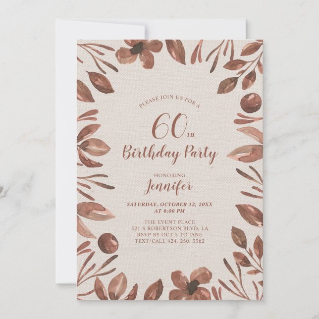 Autumn Leaf | Watercolor Fall Adult Birthday Party Invitation (Front)