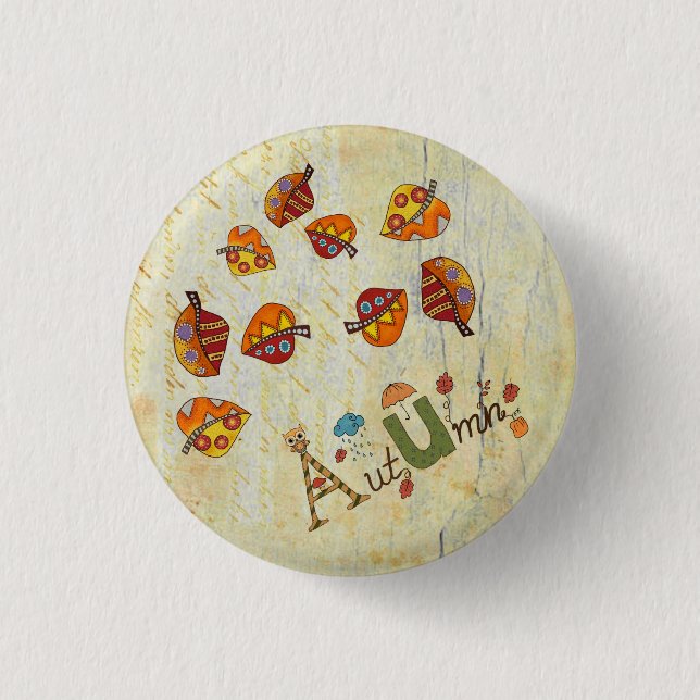 autumn leaves 1 inch round button (Front)