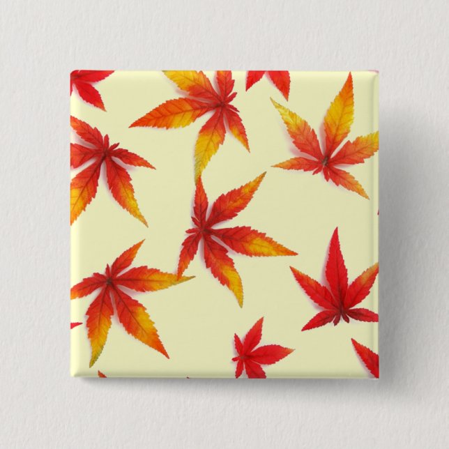 Autumn Leaves 2 Inch Square Button (Front)