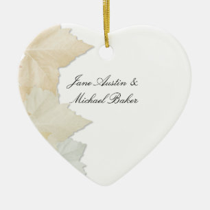 Autumn Leaves, A Fall Wedding Romantic Heart Ceramic Ornament
