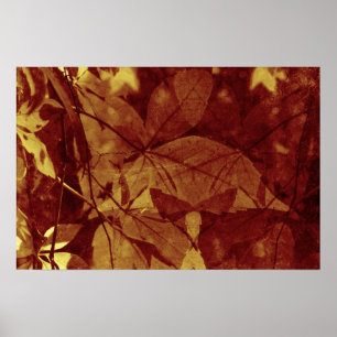 Autumn Leaves Abstract Ochre Tones Poster