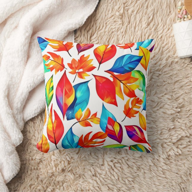 Autumn Leaves Abstract Pattern Throw Pillow (Blanket)
