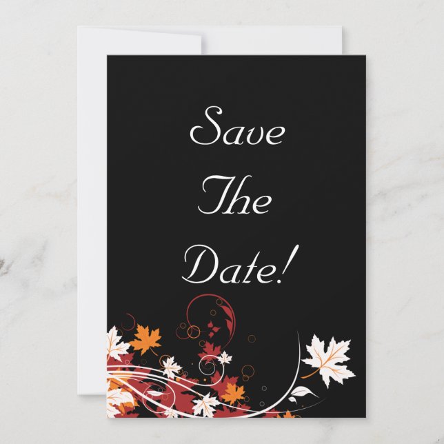 Autumn Leaves Abstract Wedding Save The Date Invitation (Front)