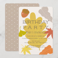 Autumn Leaves & Acorn Anniversaire Fête Invitation