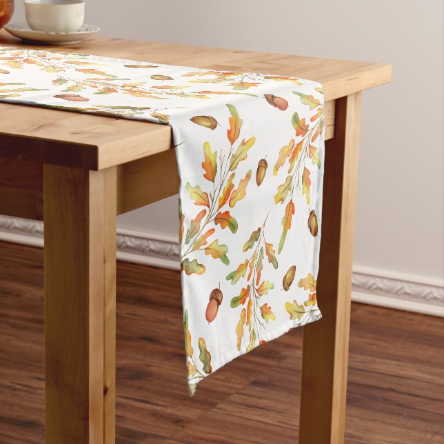 Autumn Leaves & Acorns Patterned  Short Table Runner (In Situ)