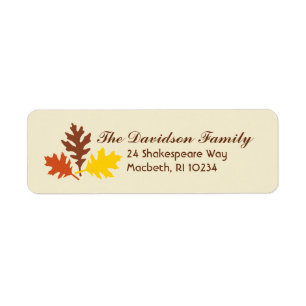 Autumn Leaves Address Label on Cream
