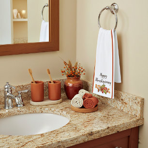 Autumn leaves and acorns custom hand towel