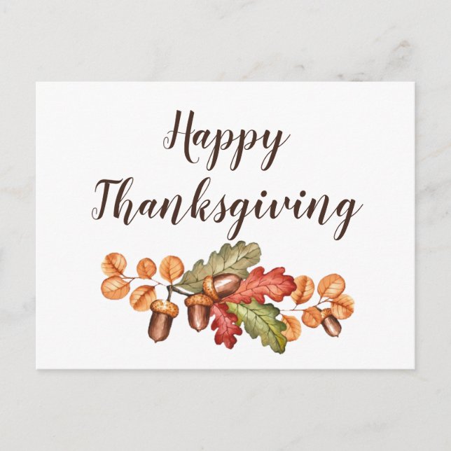 Autumn leaves and acorns custom postcard (Front)