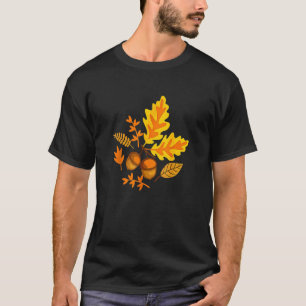 Autumn Leaves And Acorns Fall For Women Thanksgivi T-Shirt