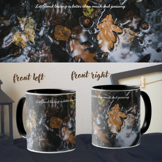 Autumn leaves and acorns in mysterious waters mug