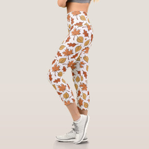 Autumn Leaves and Acorns Pattern Capri Leggings
