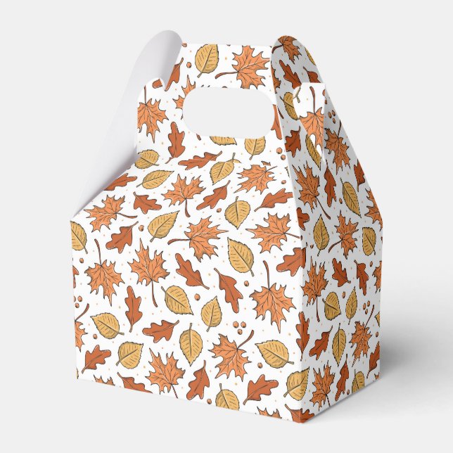 Autumn Leaves and Acorns Pattern Favor Box (Front Side)