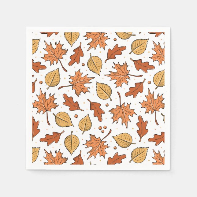 Autumn Leaves and Acorns Pattern Napkin (Front)