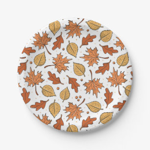 Autumn Leaves and Acorns Pattern Paper Plate