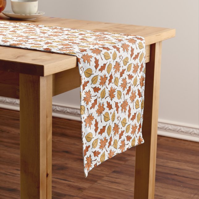 Autumn Leaves and Acorns Pattern Short Table Runner (In Situ)