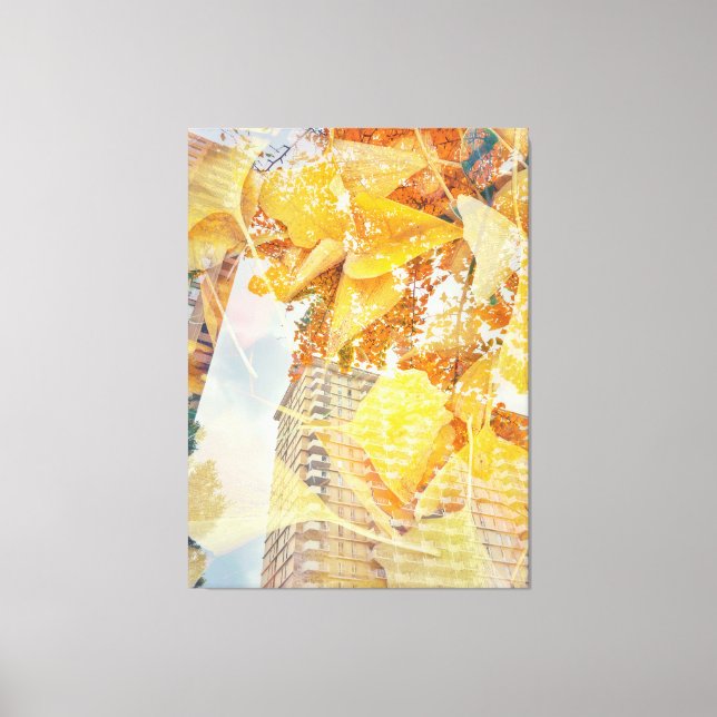 Autumn Leaves and Building Facade Canvas Print (Front)