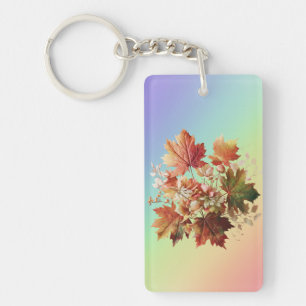 Autumn Leaves and Flowers in Fall Bouquet Art Keychain