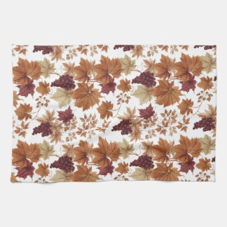 Autumn Leaves and Grapes Vineyard Kitchen Towel