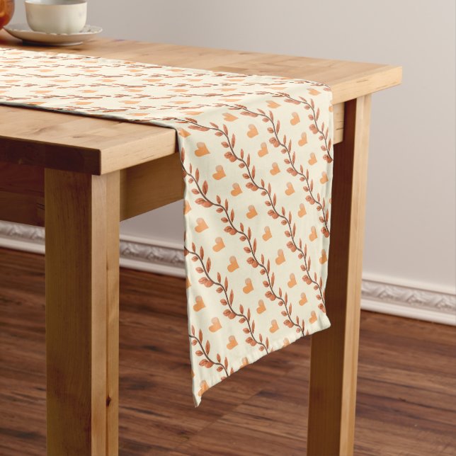 Autumn Leaves and Hearts Short Table Runner (In Situ)