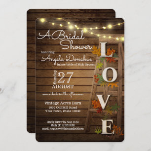 Autumn Leaves and Ladder Rustic Bridal Shower Invitation