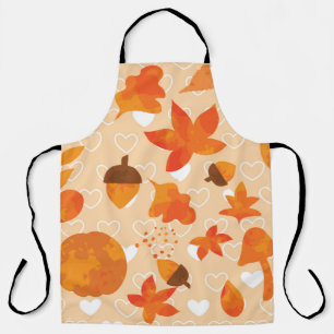 Autumn leaves and nuts. Lovely nature hand drawn i Apron