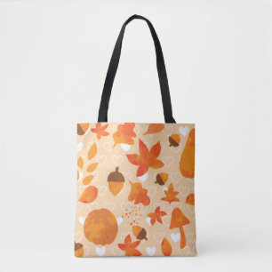 Autumn leaves and nuts. Lovely nature hand drawn i Tote Bag