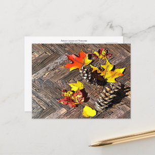 Autumn Leaves and Pinecones  Postcard