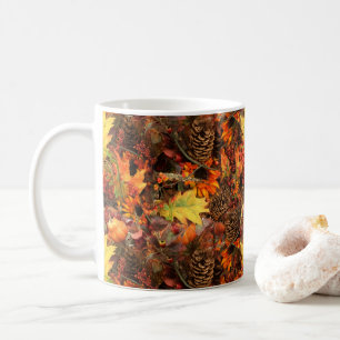 Autumn Leaves and Pinecones Thanksgiving Coffee Mug