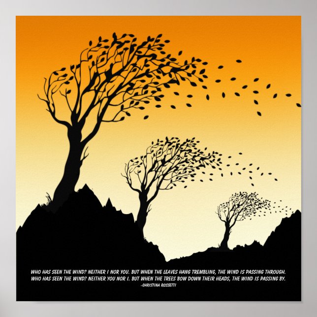 Autumn Leaves and Poem about the Wind Poster (Front)