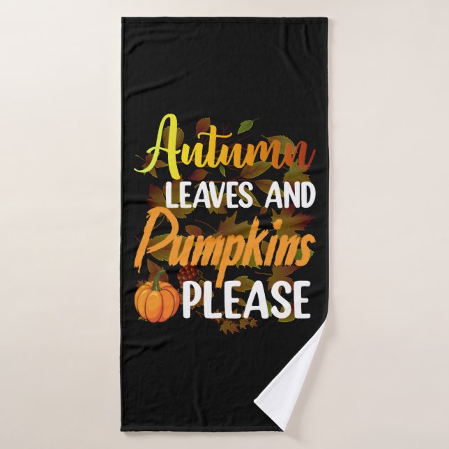 Autumn leaves and pumkins please funny halloween (Serviette de bain)