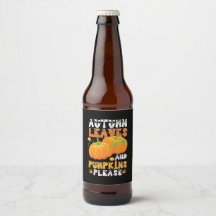 Autumn Leaves And Pumpkins Please Birthday Beer Bottle Label