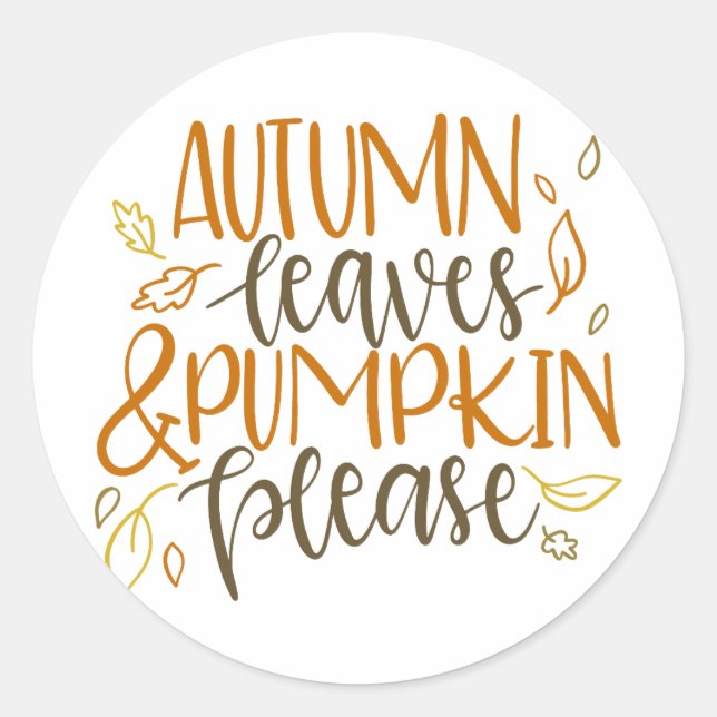 Autumn Leaves and Pumpkins Please Sticker (Front)
