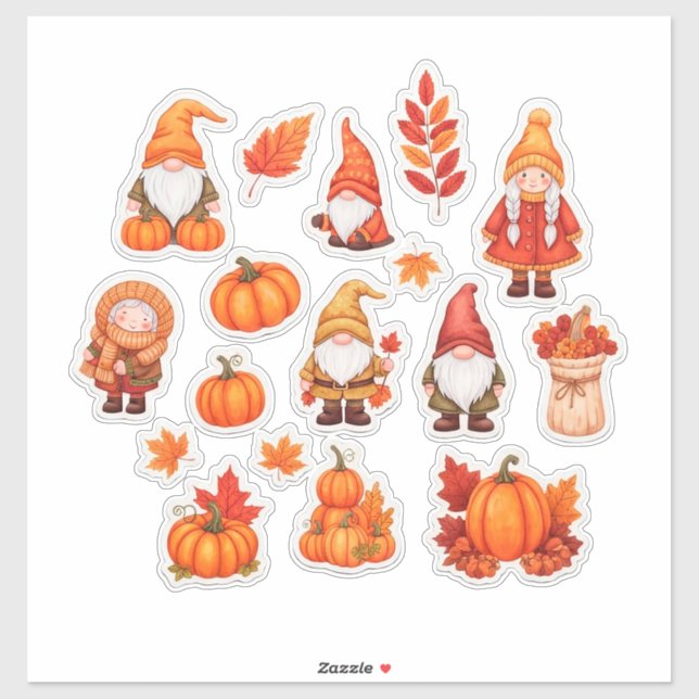 Autumn Leaves and Pumpkins Sticker Set (Sheet)