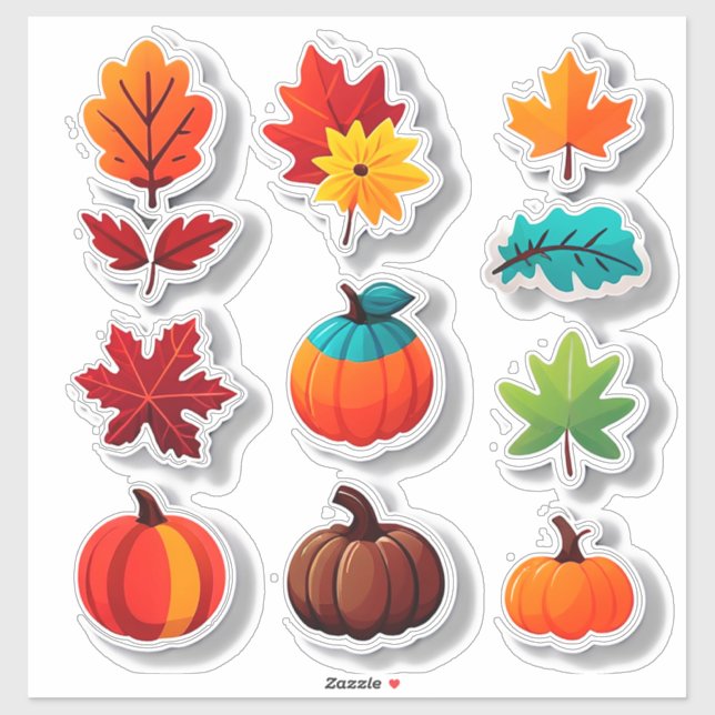 Autumn Leaves and Pumpkins Sticker Set (Feuille)