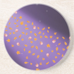 Autumn Leaves and Roses Sandstone Coaster