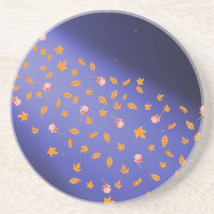 Autumn Leaves and Roses Sandstone  Coaster