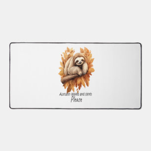 Autumn Leaves and Sloth Please Desk Mat