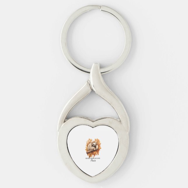Autumn Leaves and Sloth Please Keychain (Front)