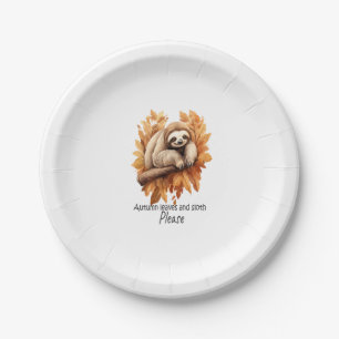 Autumn Leaves and Sloth Please Paper Plate