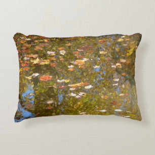 Autumn Leaves and Stream Reflection at Greenbelt Decorative Pillow