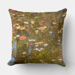Autumn Leaves and Stream Reflection at Greenbelt Throw Pillow