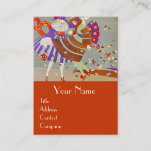 AUTUMN LEAVES AND WIND / FASHION COSTUME DESIGNER BUSINESS CARD