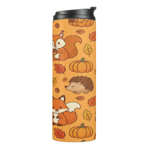 Autumn Leaves and Woodland Animals Thermal Tumbler