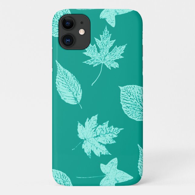 Autumn leaves - aqua and turquoise Case-Mate iPhone case (Back)
