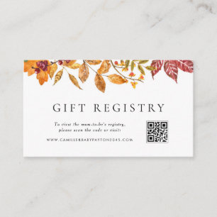 Autumn Leaves Baby Shower QR Code Registry Enclosure Card