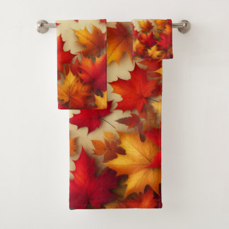 Autumn leaves bath towel set